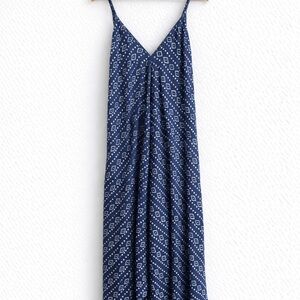 Navy Blue Geometric Print Jumpsuit